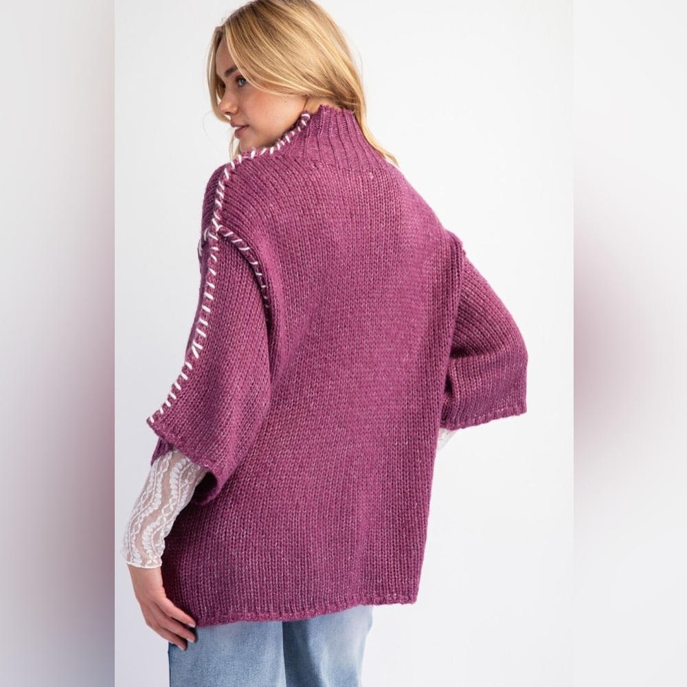 Easel PLUS Plum Out Thread Knit Sweater - Picture 2 of 3